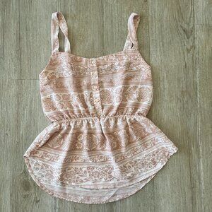 Womens Pink Rose Pink Printed Tank Top - M
